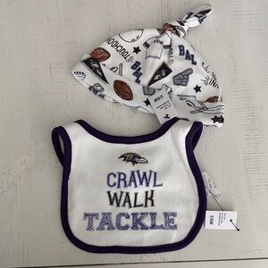NFL Team Baby Bib and Hat Set - White and Purple
